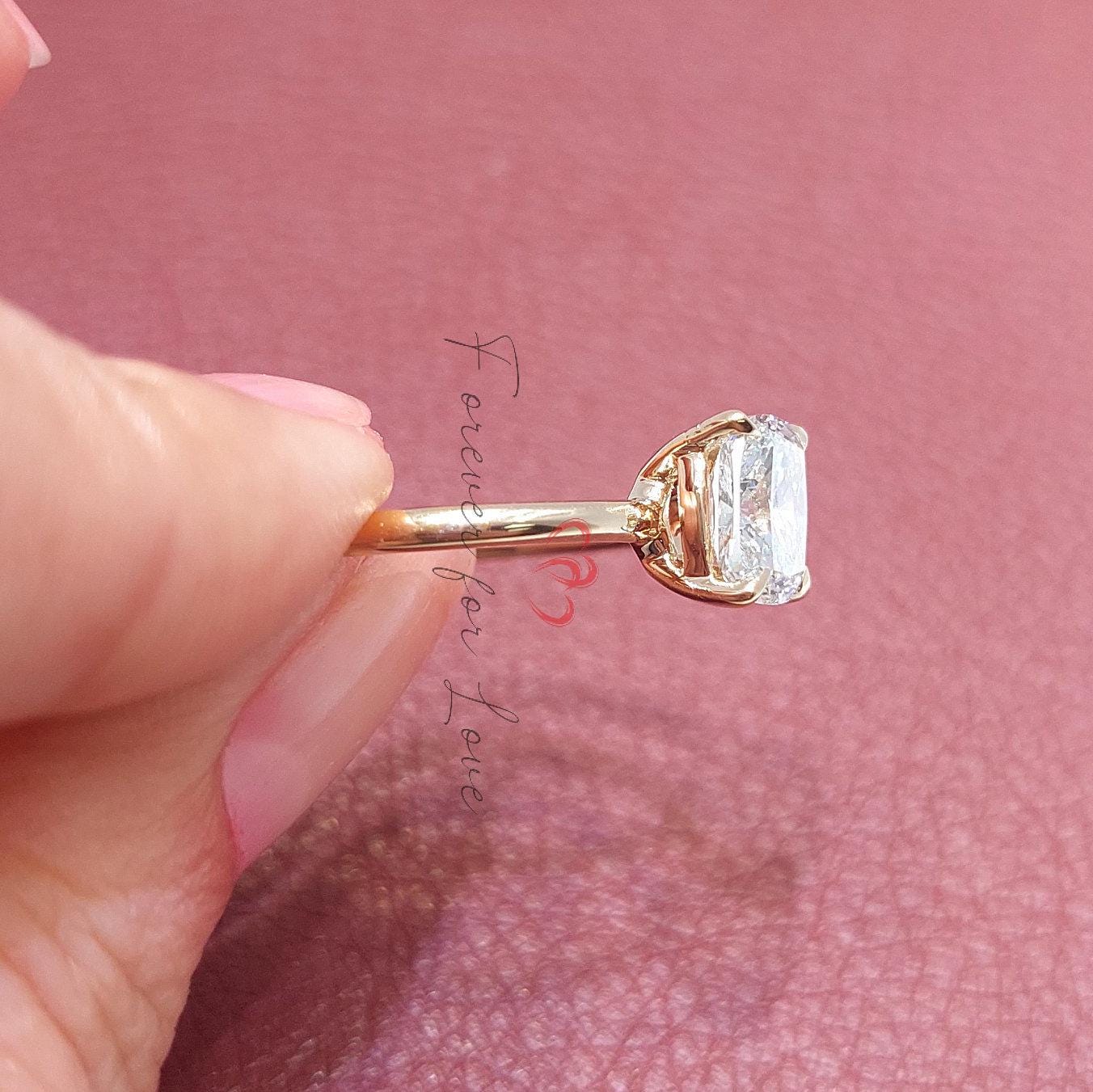 1.8 Ct IGI Certified Cushion Lab Diamond Hidden Halo Engagement Ring