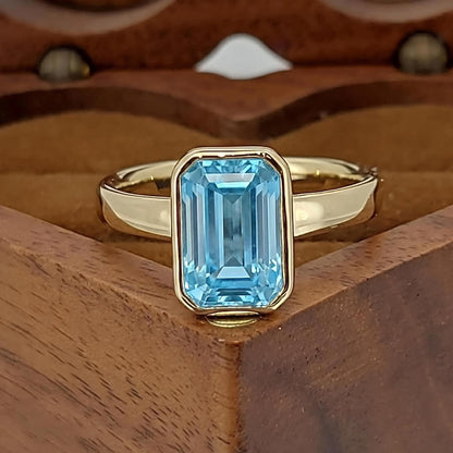 3 Ct Emerald Emerald, Aquamarine Engagement Ring