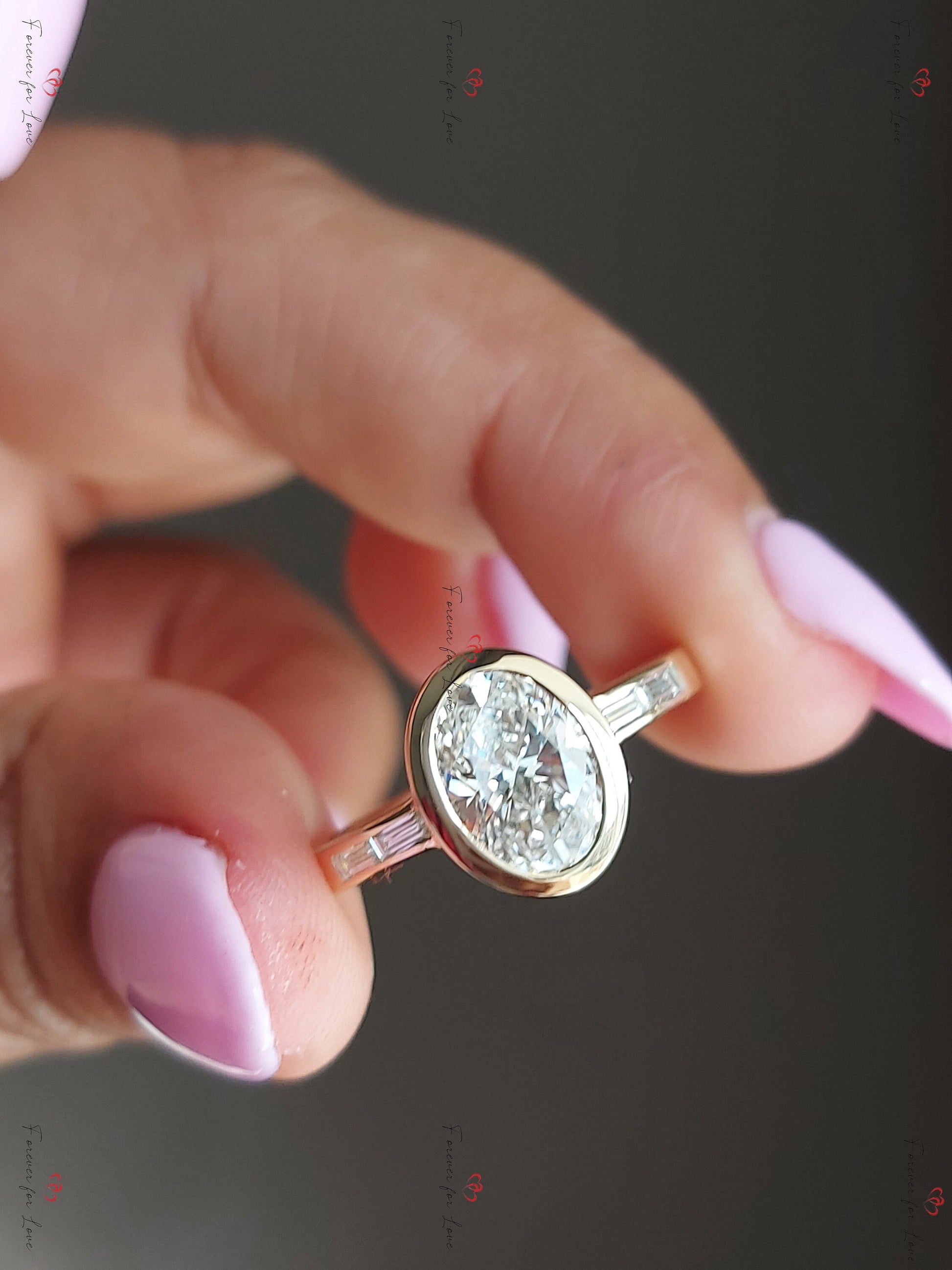 2 Ct Baguette Lab Diamond Solitaire Engagement Ring