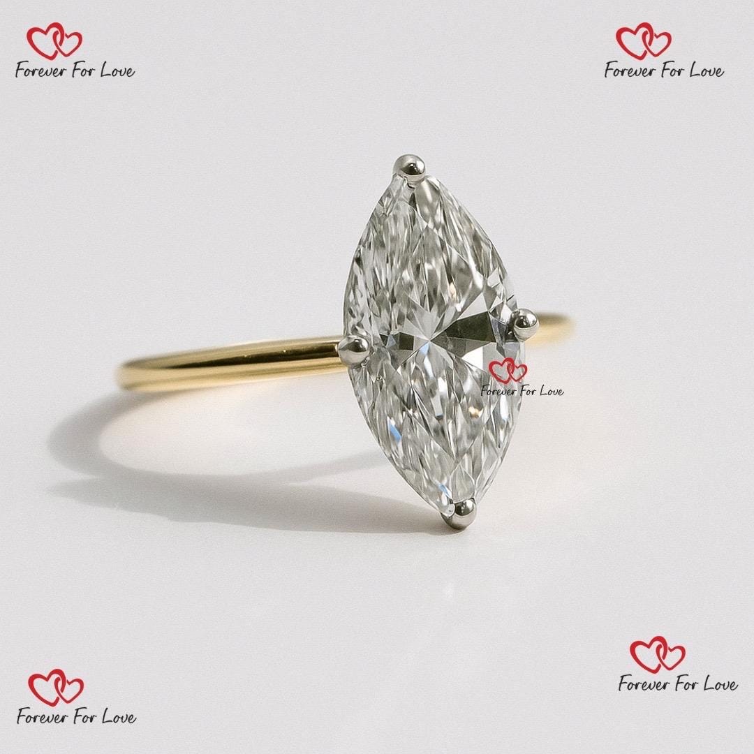 1 Ct IGI Certified Marquise Lab Diamond Engagement Ring