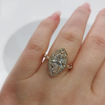3 Ct IGI Certified Marquise Lab Diamond Engagement Ring