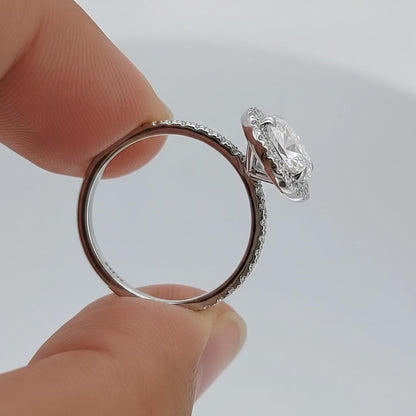 2.5 Ct IGI Certified Pear Lab Diamond Halo Engagement Ring