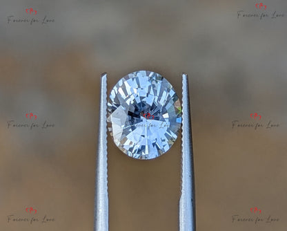 Saphir Blanc 3.51 carats, pierre précieuse ovale naturelle de Ceylan, 9.5 x 8 x 6.1mm, gemme de haute qualité