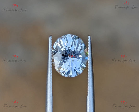 White Sapphire 3.51Carats, Genuine Ceylon Oval Shaped Loose Gemstone, 9.5 x 8 x 6.1mm, High Quality Gem Piece