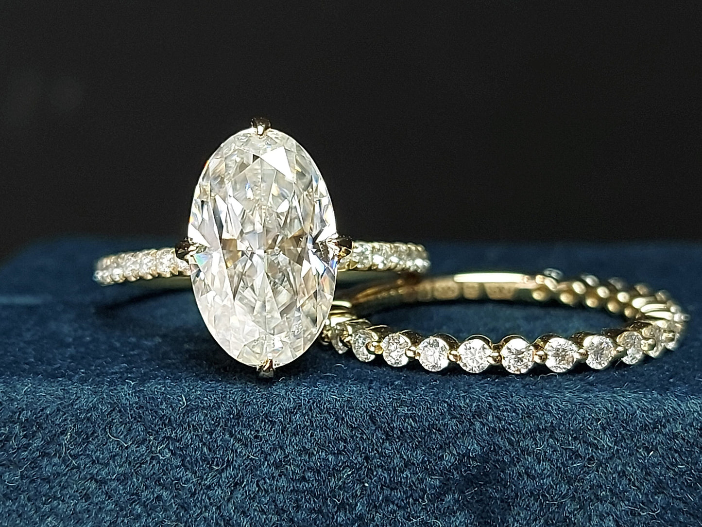 5 Ct Oval Moissanite Full Eternity Band Oval cut Moissanite Brilliant Cut engagement ring in 935 Argentium Silver — custom handcrafted by Forever For Love