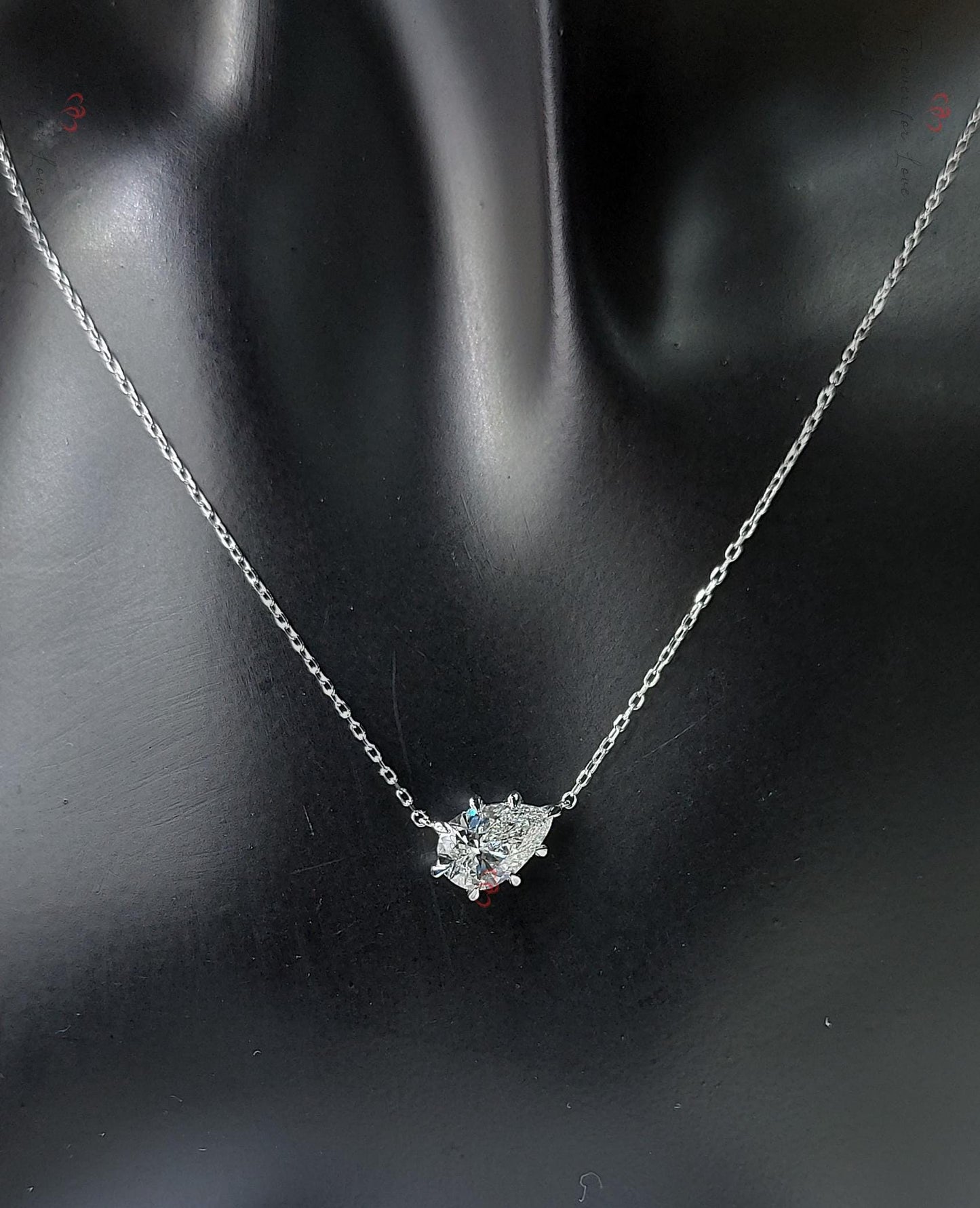 Pear diamond Necklace, 14k Yellow Gold, Dainty Minimalist Pear Pendant, Lab Diamond Womens Necklace, Special Gift For Her. Moissanite engagement ring in Gold or Platinum — custom handcrafted by Forever For Love
