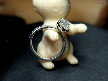 3.5 Ct Cushion Moissanite Hidden Halo Engagement Ring