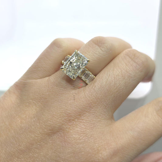 5 Ct Radiant Lab Diamond Solitaire Engagement Ring