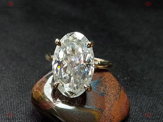 7 Ct Oval Diamond, Moissanite Hidden Halo Engagement Ring