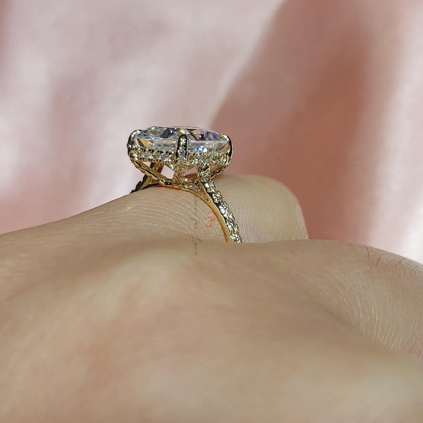 4 Ct Radiant Diamond, Moissanite Eternity Band