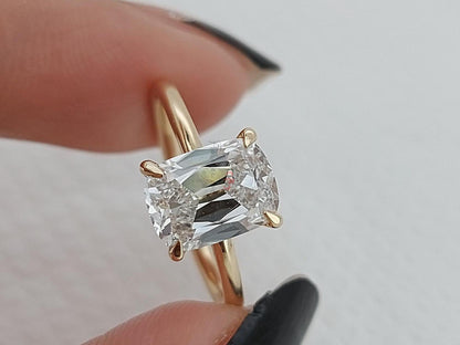 IGI Certified Old Mine Lab Diamond Hidden Halo Engagement Ring
