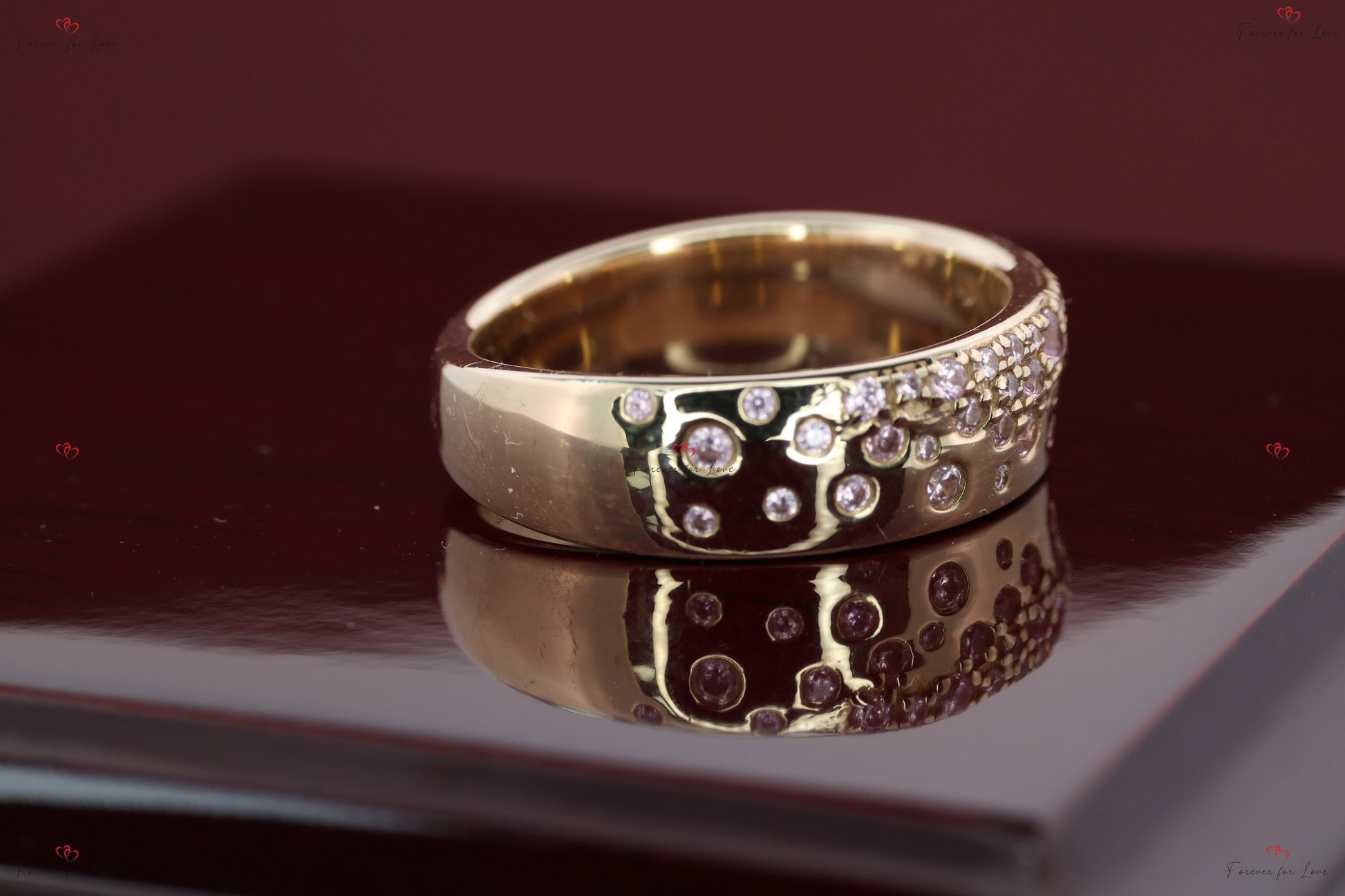 Round Pink Diamond Wedding Ring
