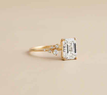 2 Ct IGI Certified Emerald Lab Diamond Engagement Ring
