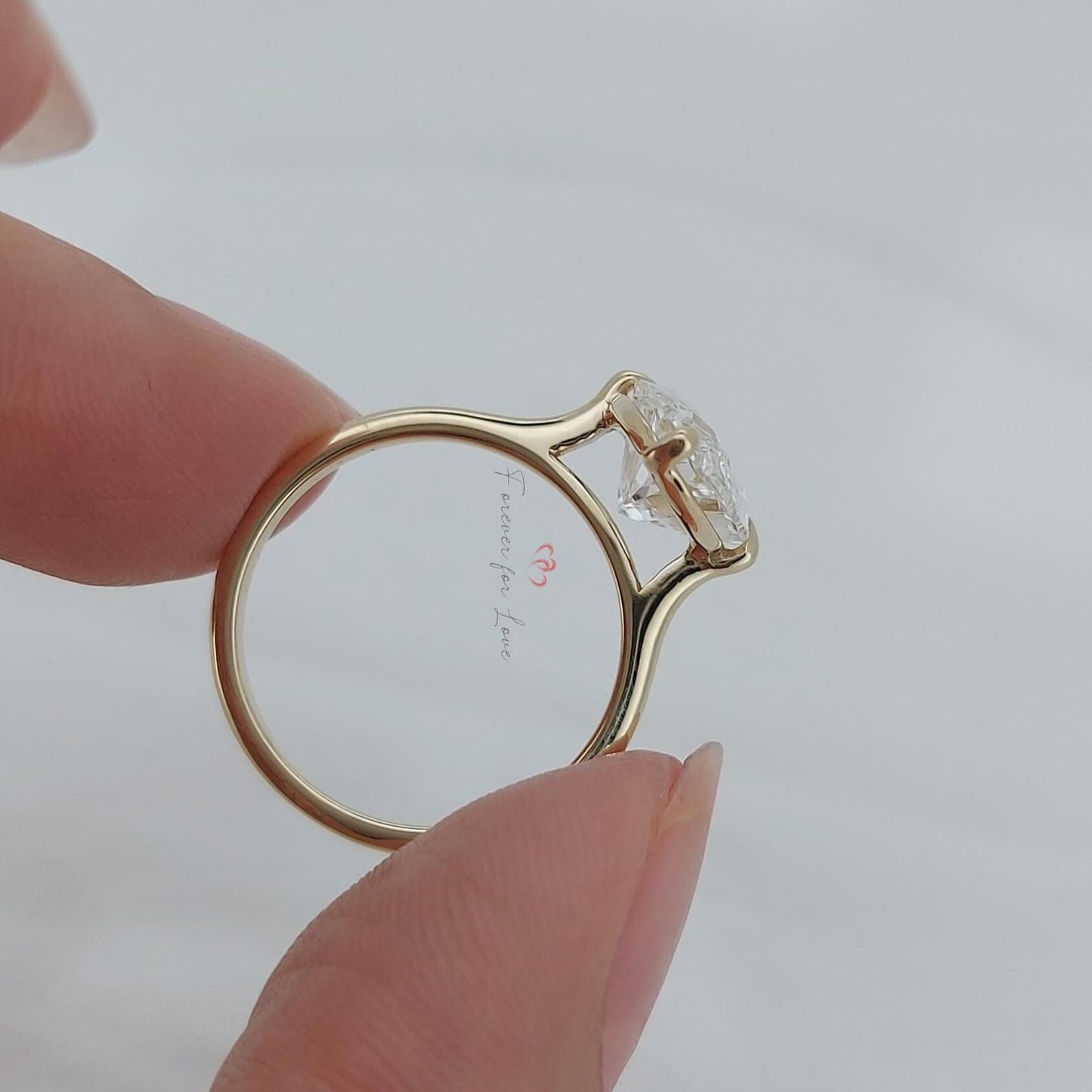 4 Ct Oval Lab Diamond with Side Accents 1Ct Moissanite Brilliant Cut engagement ring in 935 Argentium Silver — custom handcrafted by Forever For Love