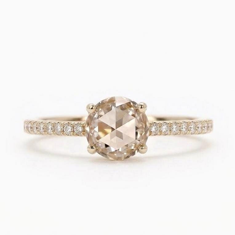 Round Rose Lab Diamond Wedding Band