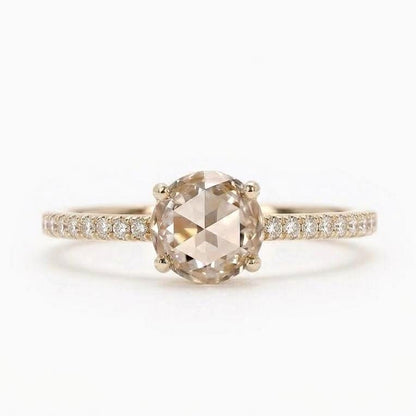 Round Rose Lab Diamond Wedding Band