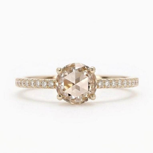 Round Rose Lab Diamond Wedding Band