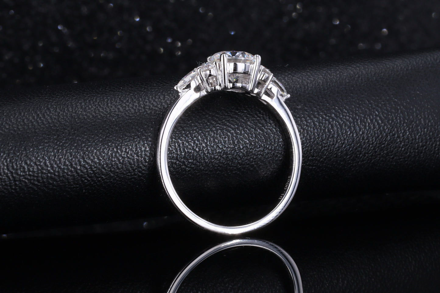 Bague de fiançailles trois pierres à diamant naturel taille marquise Marquise cut Moissanite engagement ring in Gold or Platinum — custom handcrafted by Forever For Love