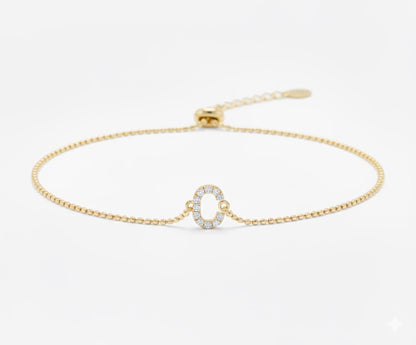 14K Gold Buchstabenarmband, Diamant Buchstabenarmband, Diamantanhänger, Buchstabenarmband, Massivgold, Initialenschmuck, Personalisiertes Geschenk