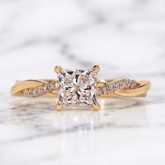 1.6 Ct Princess Lab Diamond Engagement Ring