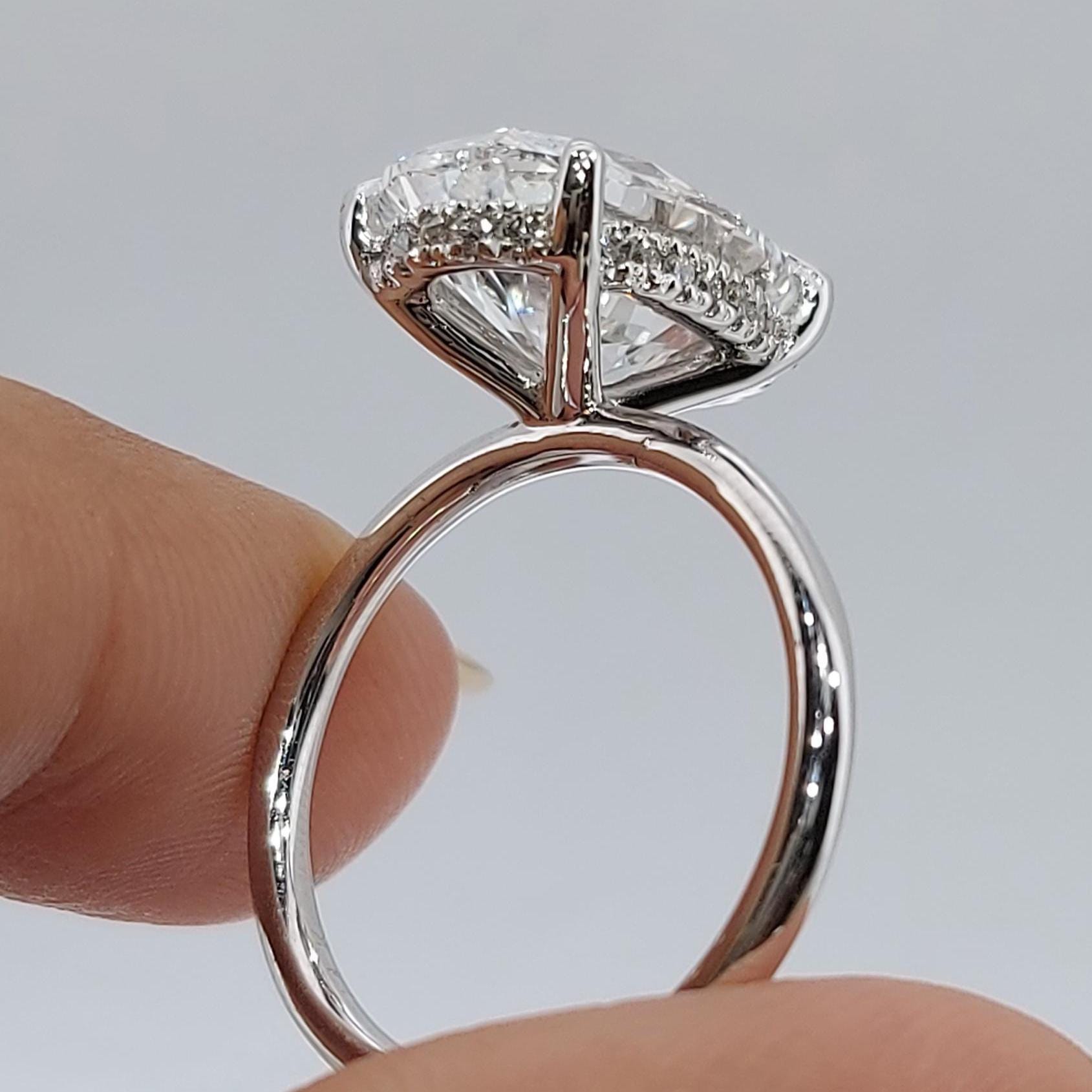 4 Ct Oval Lab Diamond Solitaire Engagement Ring
