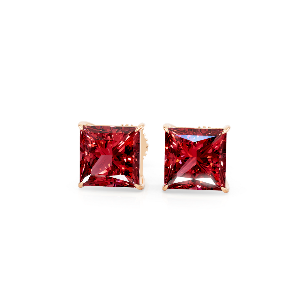 Princess Cut Color Diamond Stud Earrings 1 Ct engagement ring in 10K Solid Gold — custom handcrafted by Forever For Love