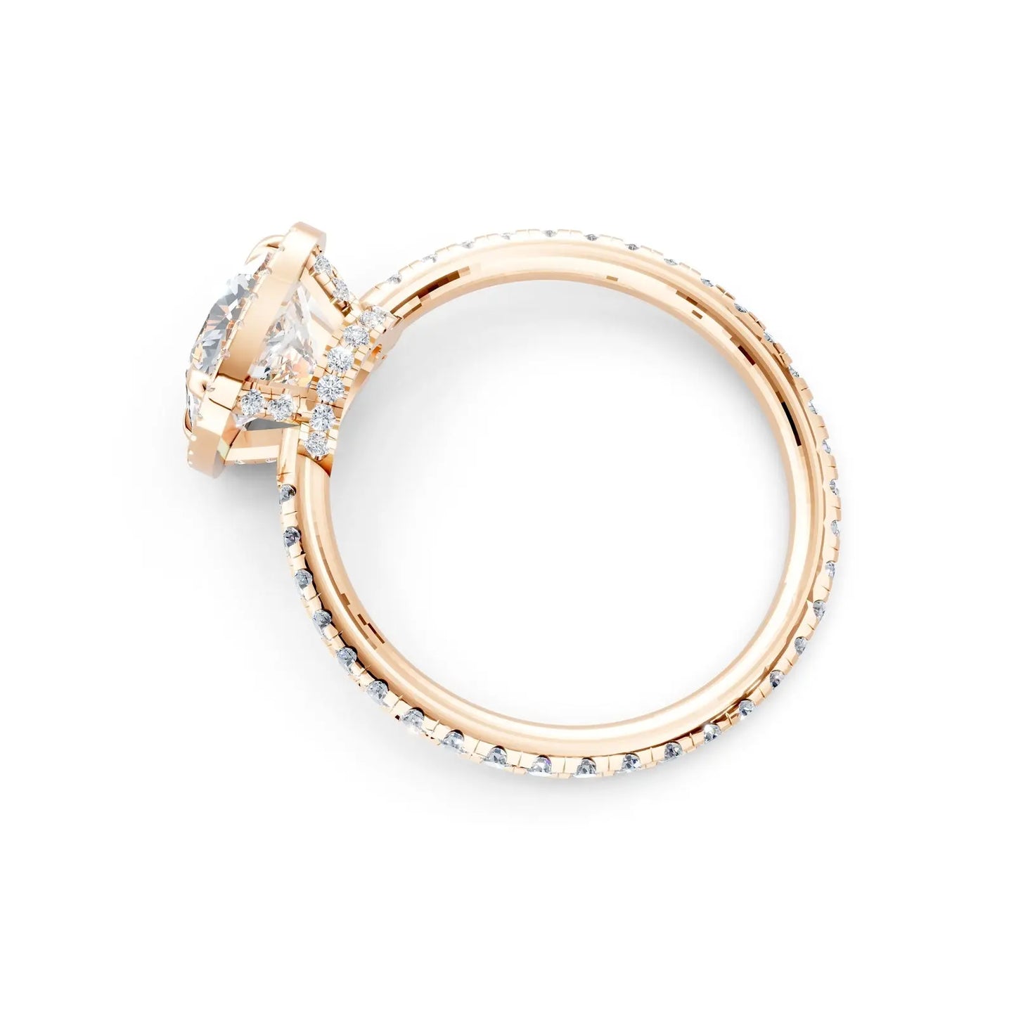 Luminous Cushion-Cut Halo Diamond Ring – Halo & Pave Band Elegance Forever For Love