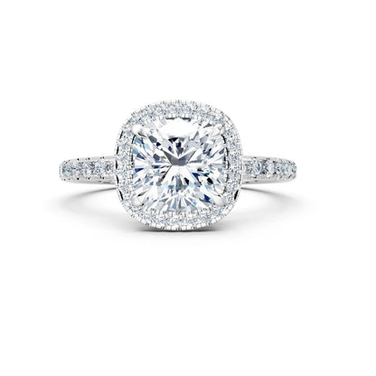 Luminous Cushion-Cut Halo Diamond Ring – Halo & Pave Band Elegance Forever For Love