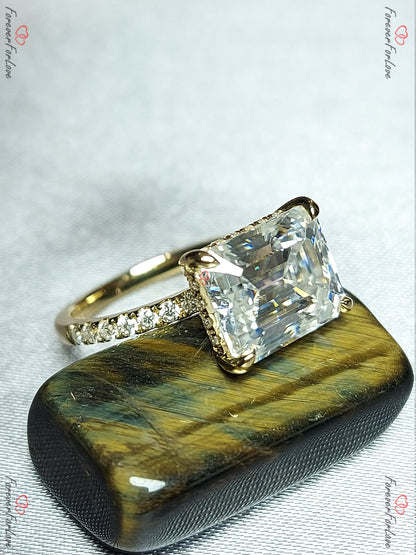 Emerald Moissanite Solitaire Engagement Ring