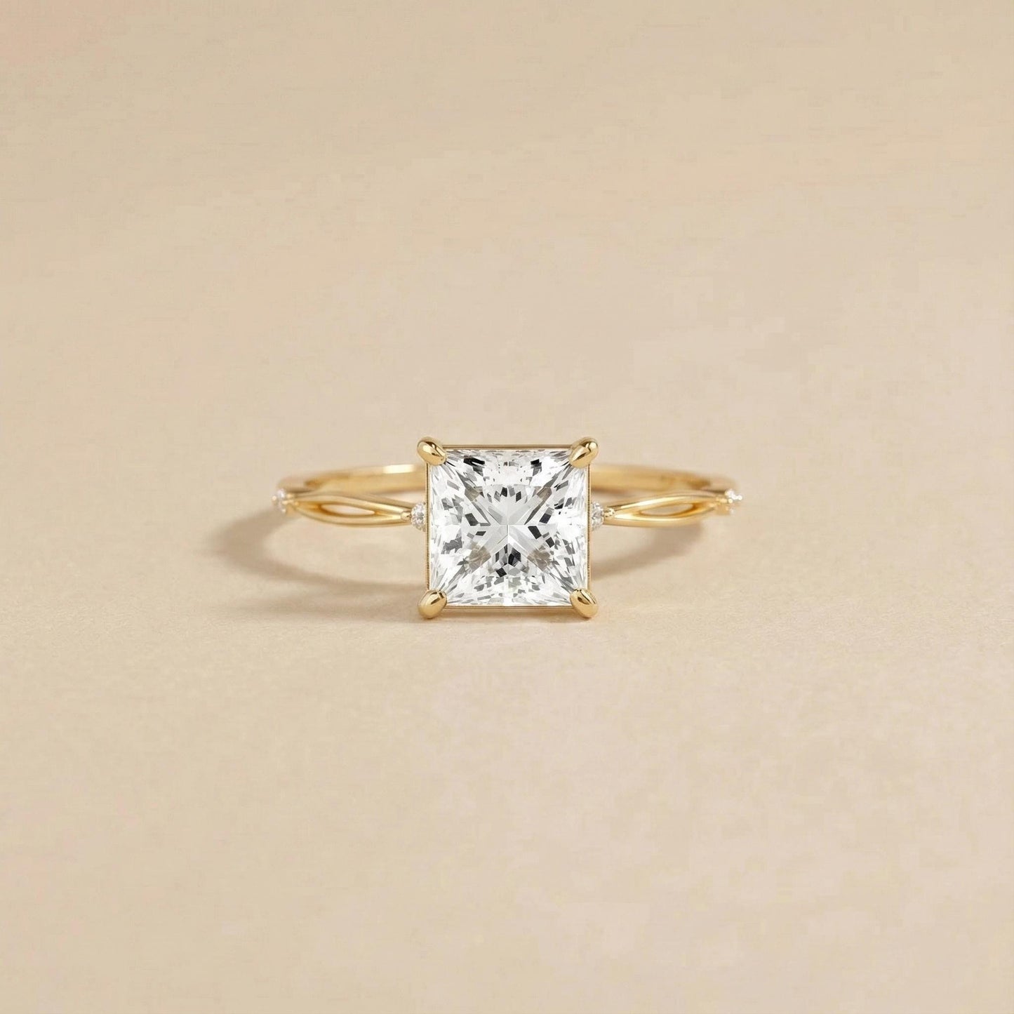 IGI Certified Princess Lab Diamond Engagement Ring Princess cut 1Ct Moissanite Brilliant Cut engagement ring in 935 Argentium Silver — custom handcrafted by Forever For Love
