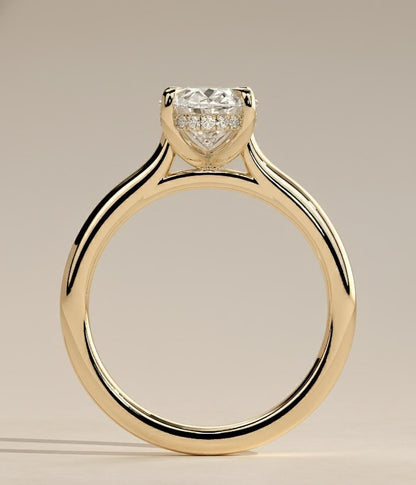 3.5 Ct Oval Moissanite Hidden Halo Engagement Ring