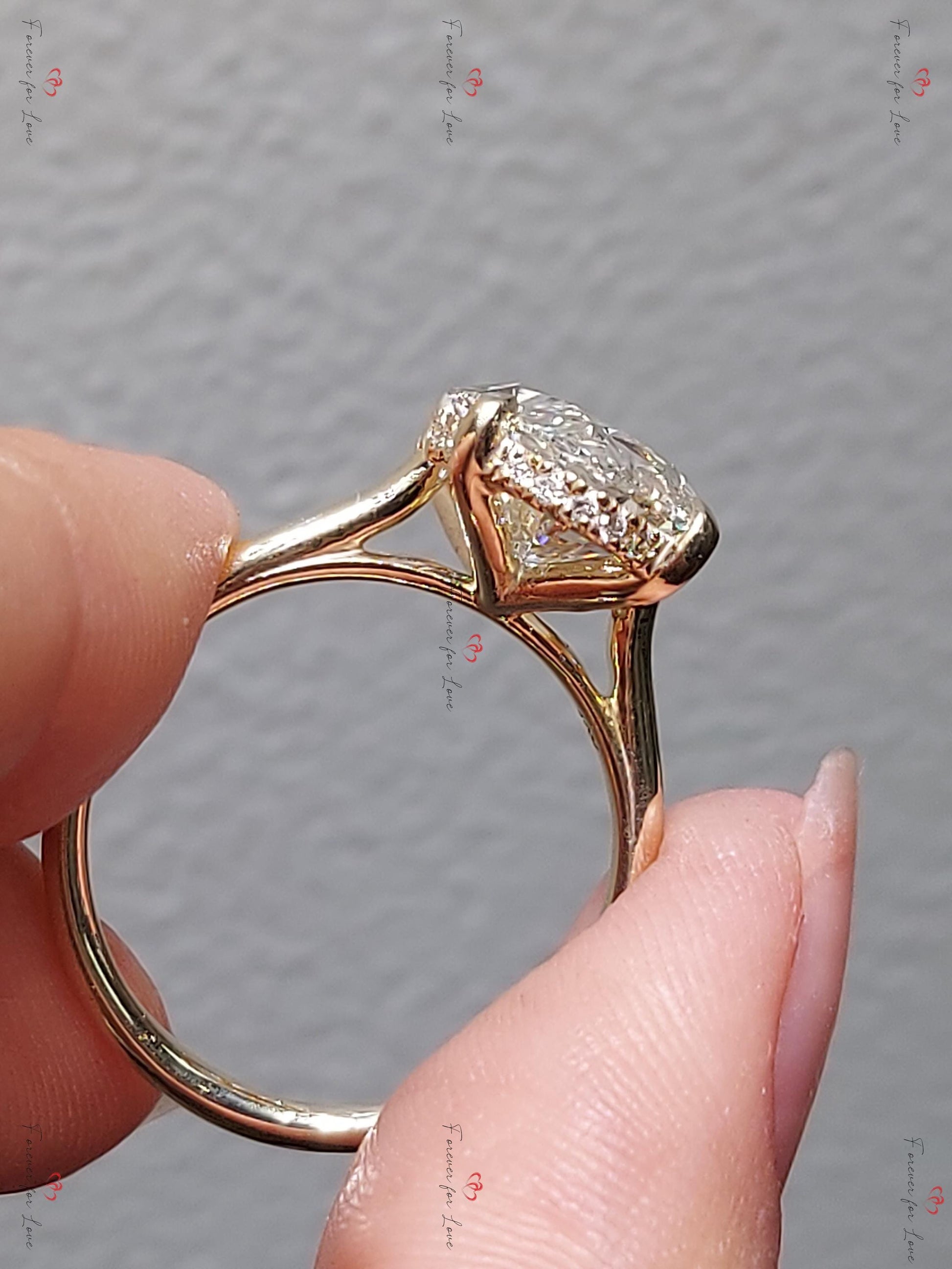 9.5 Ct Oval Diamond Hidden Halo Engagement Ring