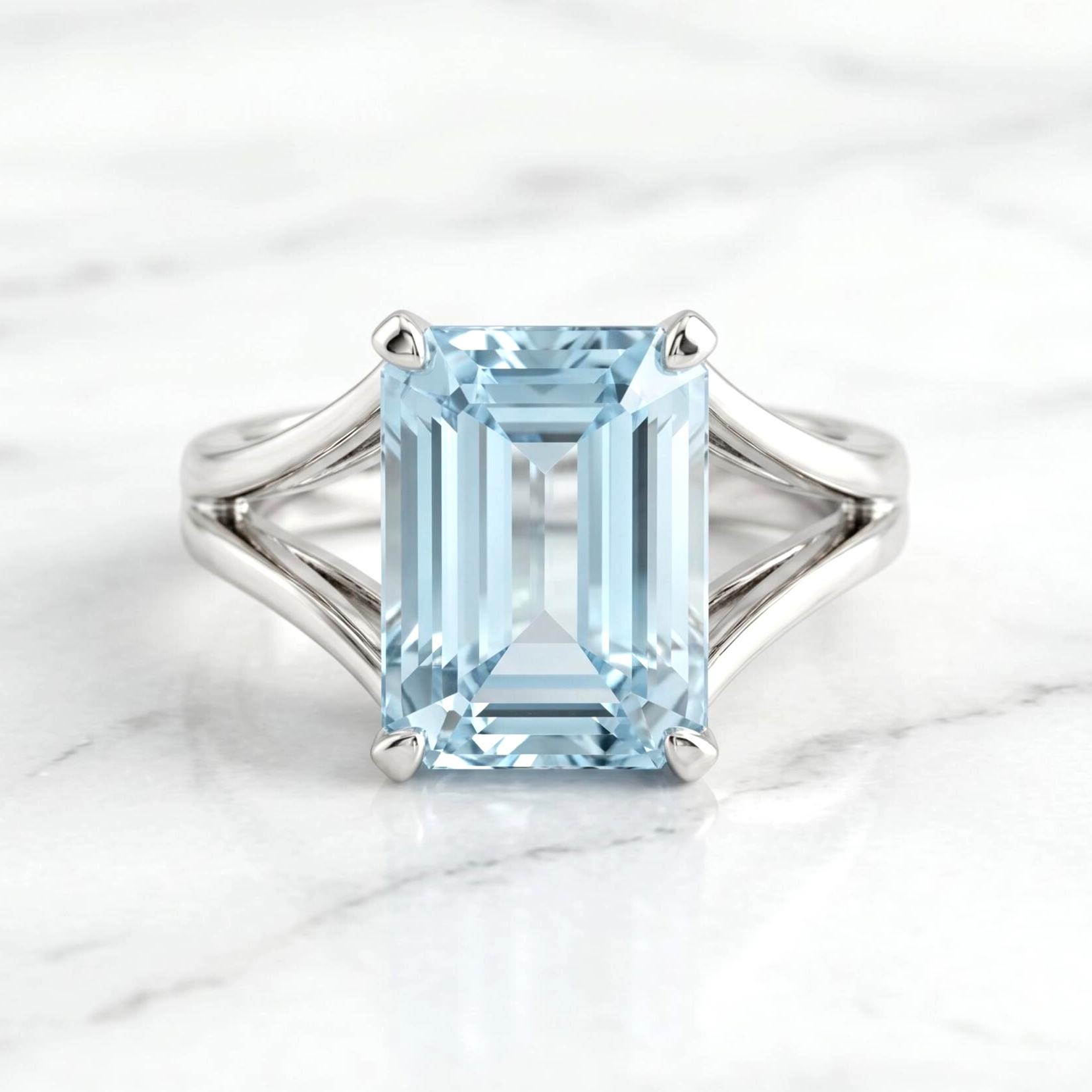 Emerald Aquamarine Engagement Ring