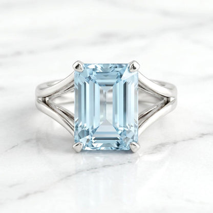 Emerald Aquamarine Engagement Ring