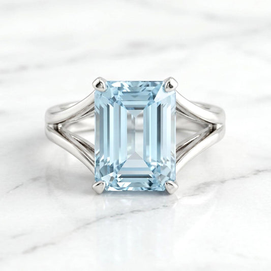 Emerald Aquamarine Engagement Ring