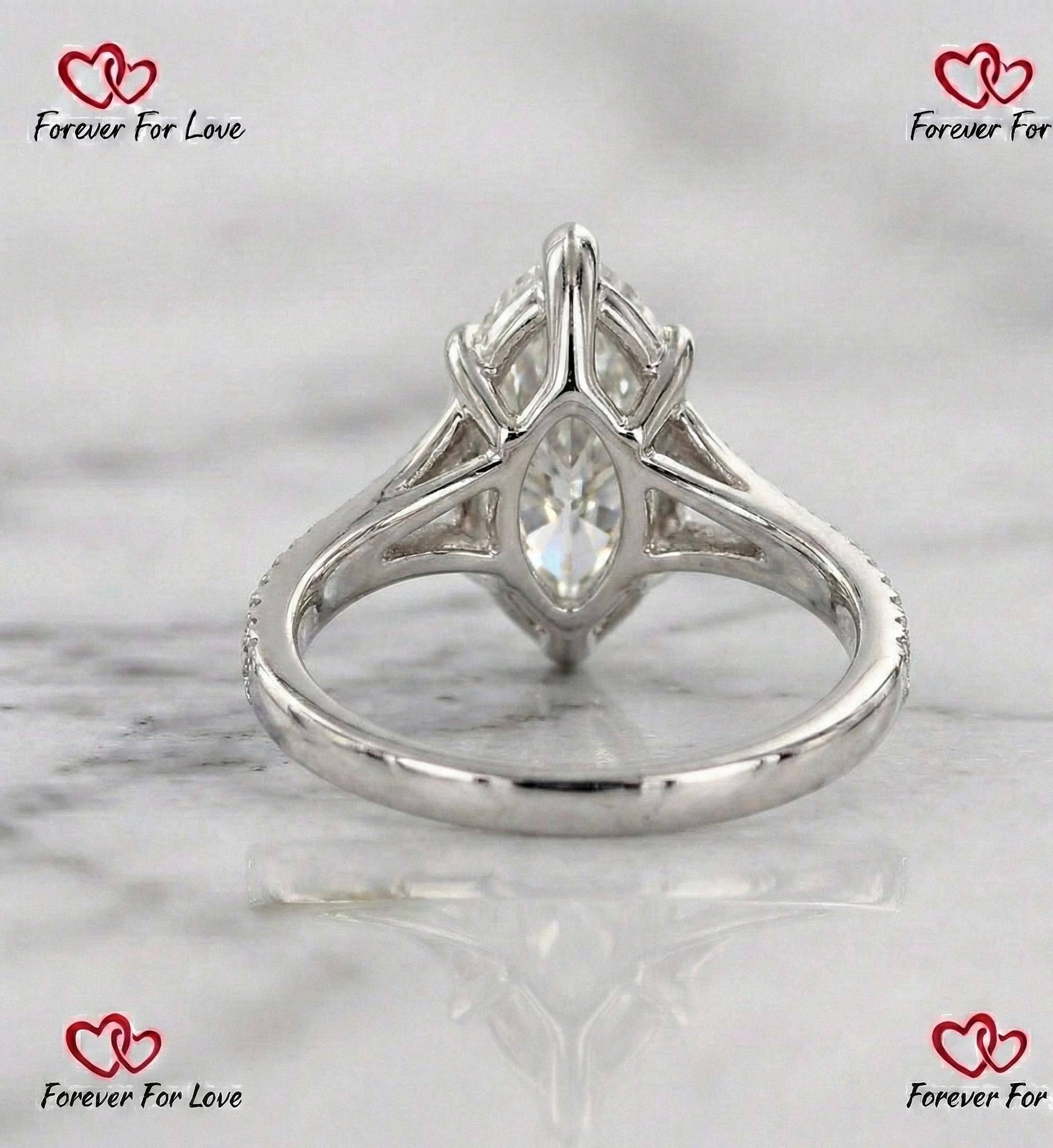 4.12 Ct IGI Certified Marquise Lab Diamond Engagement Ring