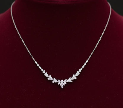 18K Massivgold Halskette für Hochzeit mit Cluster, echte Diamant Marquise Halskette, Diamantkette Halskette Jubiläumsgeschenk.