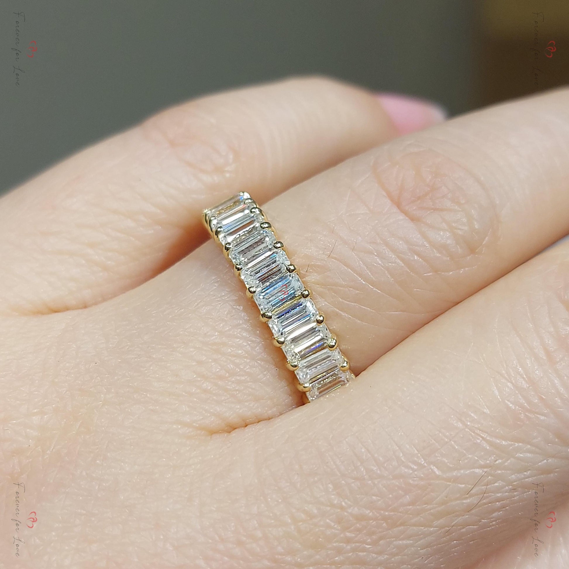 0.25 Ct Baguette Lab Diamond Half Eternity Band