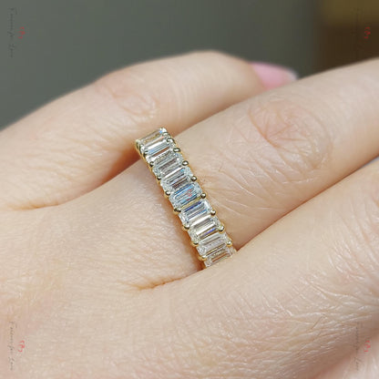 0.25 Ct Baguette Lab Diamond Half Eternity Band