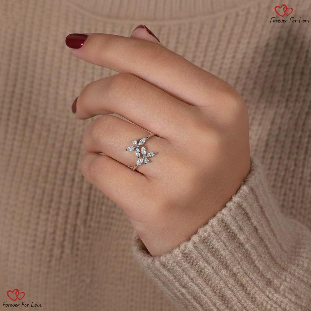Bague trilogie en diamant de laboratoire Marquise de 0,5 carat Marquise cut Moissanite engagement ring in Gold or Platinum — custom handcrafted by Forever For Love
