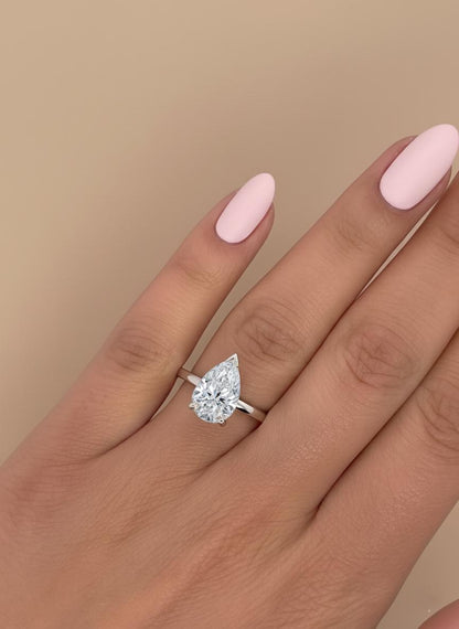 2 Ct Pear Lab Diamond Solitaire Engagement Ring