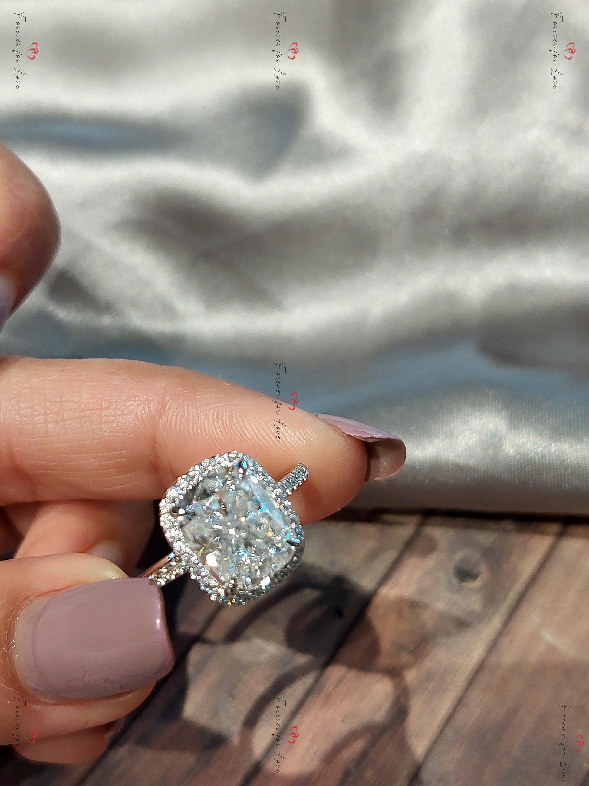 Radiant Diamond, Moissanite Solitaire Engagement Ring
