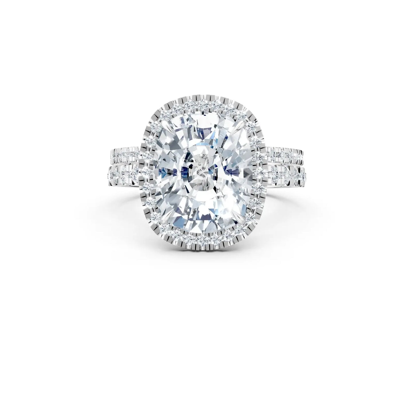 Radiant Cushion-Cut Double Pave Halo Diamond Ring Forever For Love