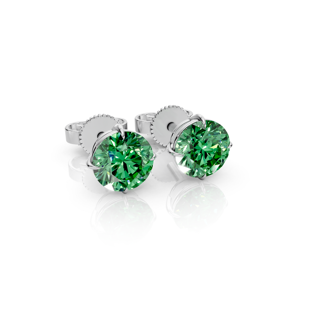 Round Cut Color Diamond Stud Earrings 1 Ct engagement ring in 10K Solid Gold — custom handcrafted by Forever For Love