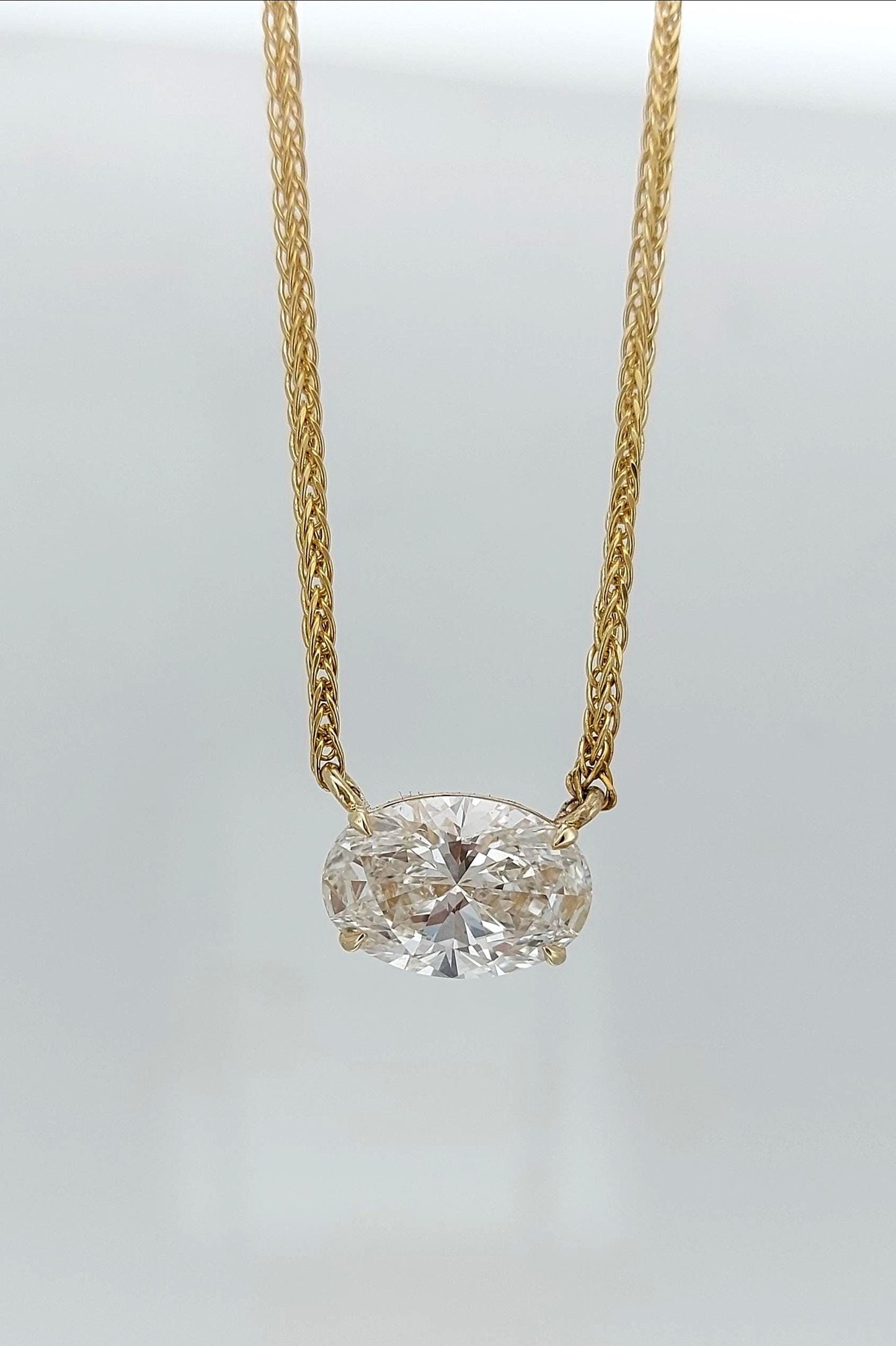 5ct E, VVS2, IGI Certified Oval cut diamond Necklace, 14k Yellow Gold, Thick chain Pendant, Diamond Womens Necklace, Special Gift For Her. Moissanite engagement ring in Gold or Platinum — custom handcrafted by Forever For Love