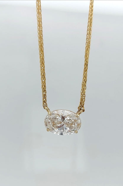 5ct E, VVS2, IGI Certified Oval cut diamond Necklace, 14k Yellow Gold, Thick chain Pendant, Diamond Womens Necklace, Special Gift For Her.