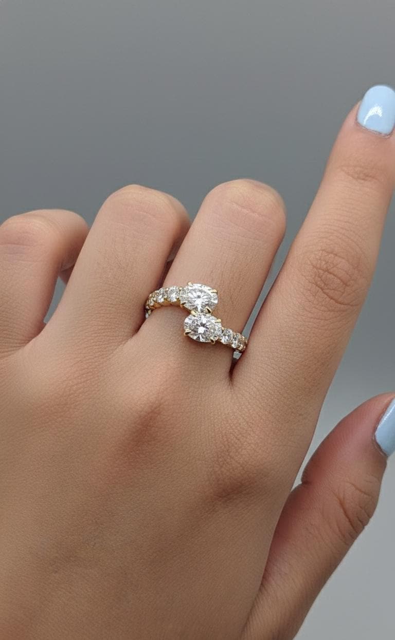 2.5 Ct IGI Certified Oval Lab Diamond Band Oval cut Moissanite engagement ring in Gold or Platinum — custom handcrafted by Forever For Love