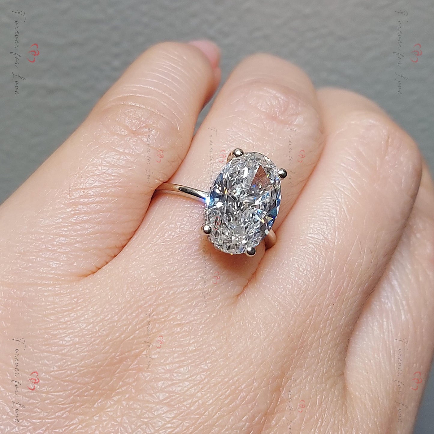 5.5 Ct Oval Lab Diamond Solitaire Engagement Ring Oval cut 1Ct Moissanite Brilliant Cut engagement ring in 935 Argentium Silver — custom handcrafted by Forever For Love