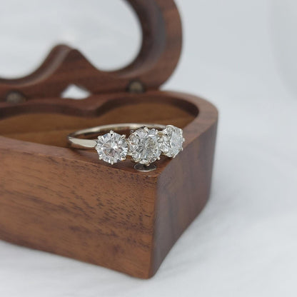 Round Natural Diamond Three Stone Engagement Ring