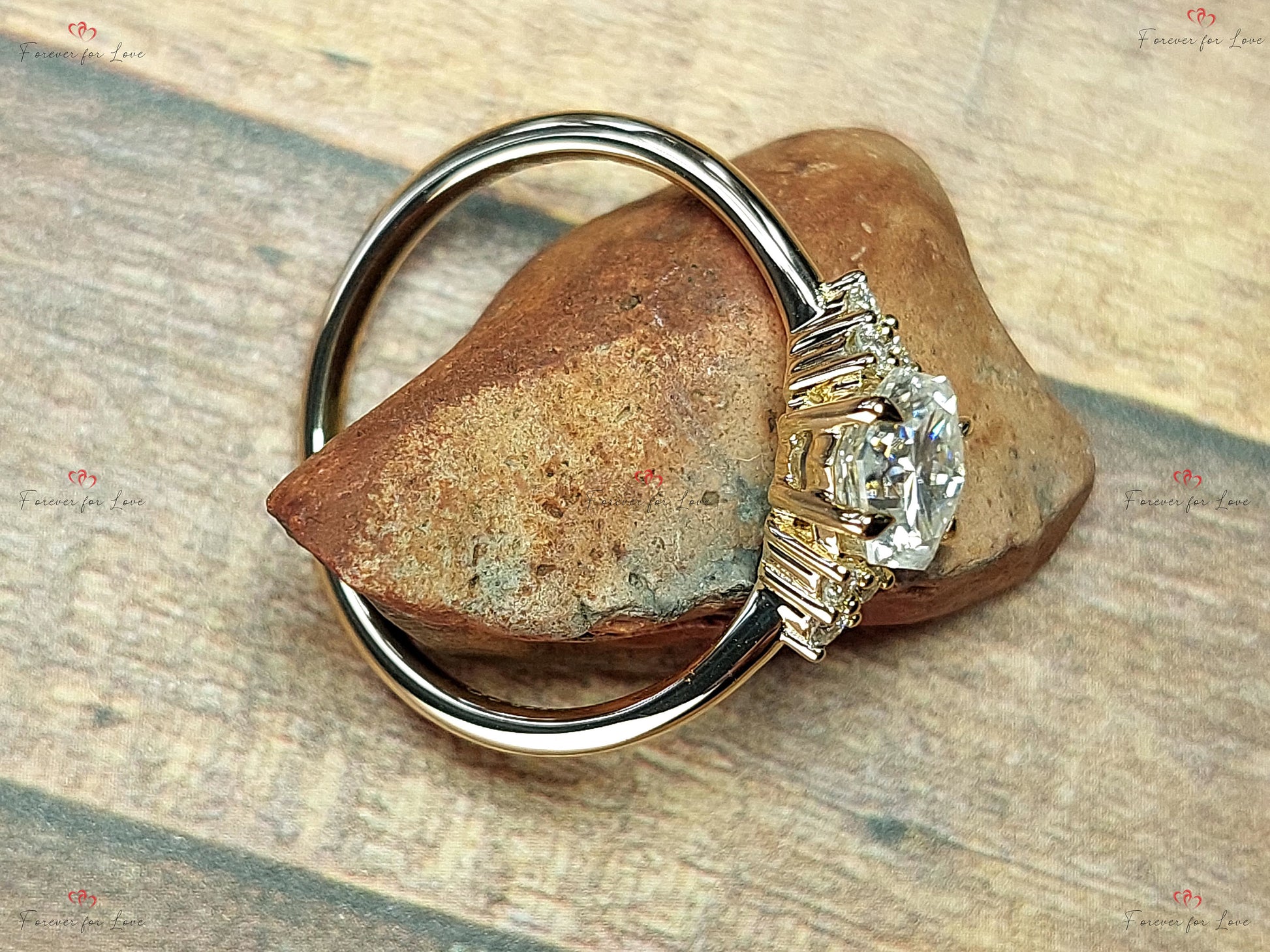 Hexagon Moissanite Engagement Ring